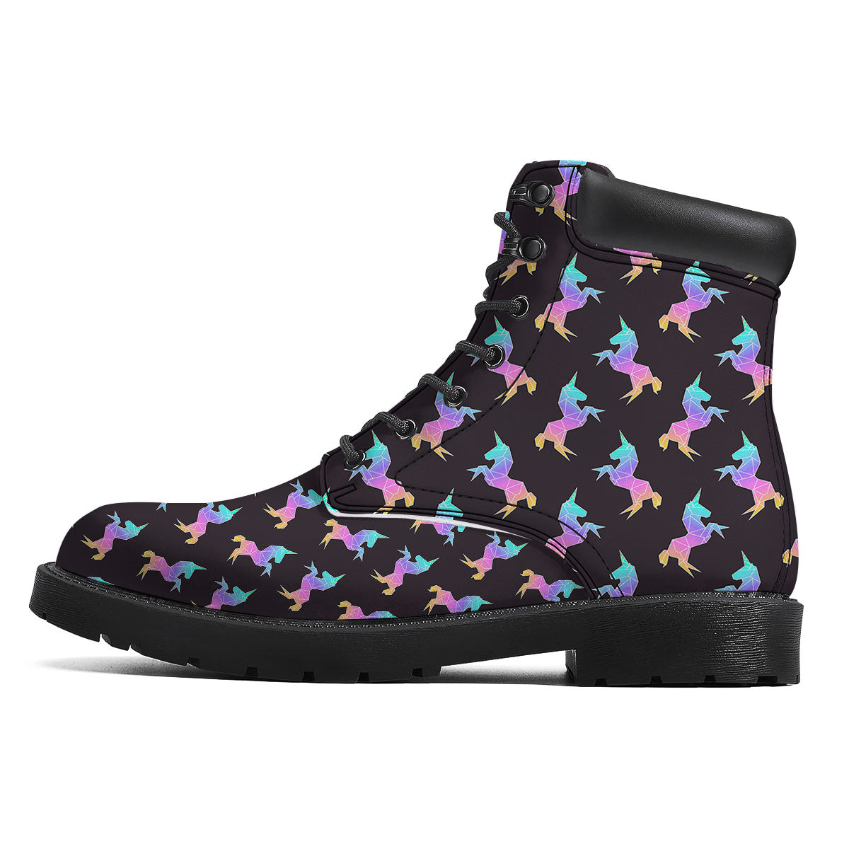 Unicorn Rainbow Origami Print Pattern Boots-grizzshop