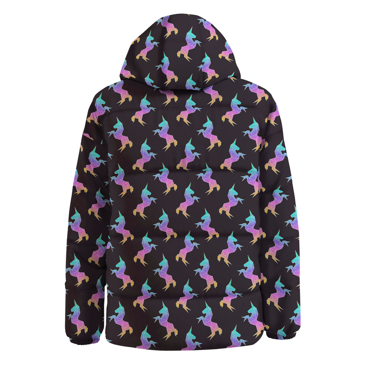 Unicorn Rainbow Origami Print Pattern Down Jacket-grizzshop