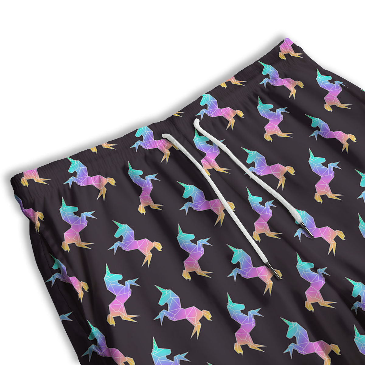 Unicorn Rainbow Origami Print Pattern Men's Athletic Shorts