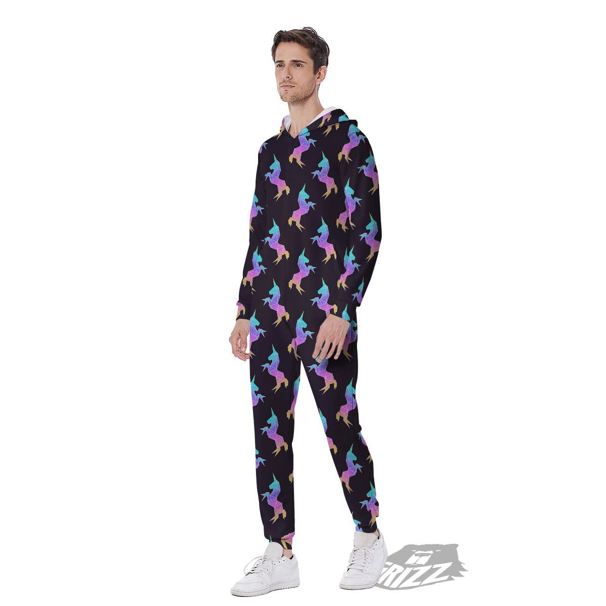 Unicorn Rainbow Origami Print Pattern Men's Jumpsuit-grizzshop