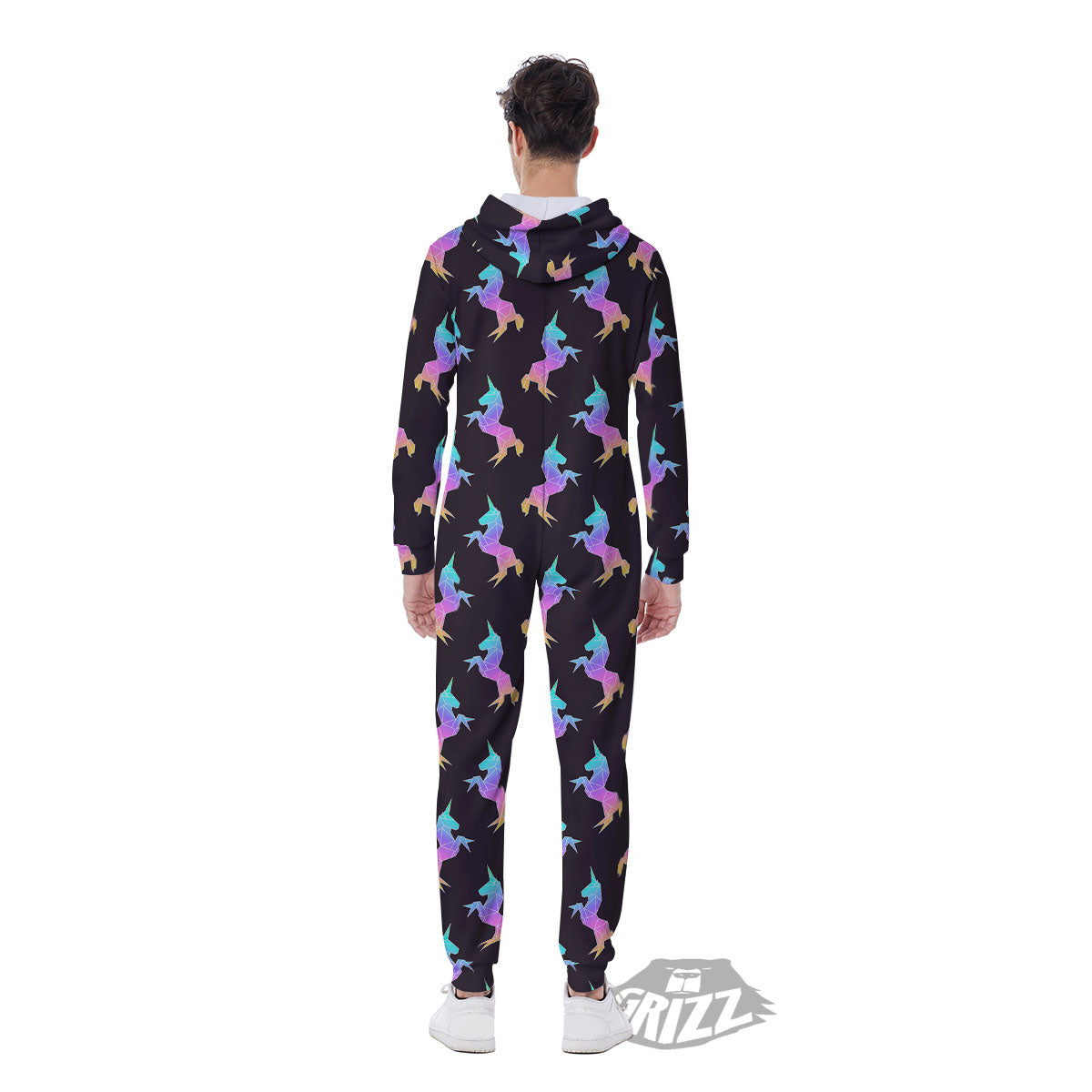 Unicorn Rainbow Origami Print Pattern Men's Jumpsuit-grizzshop