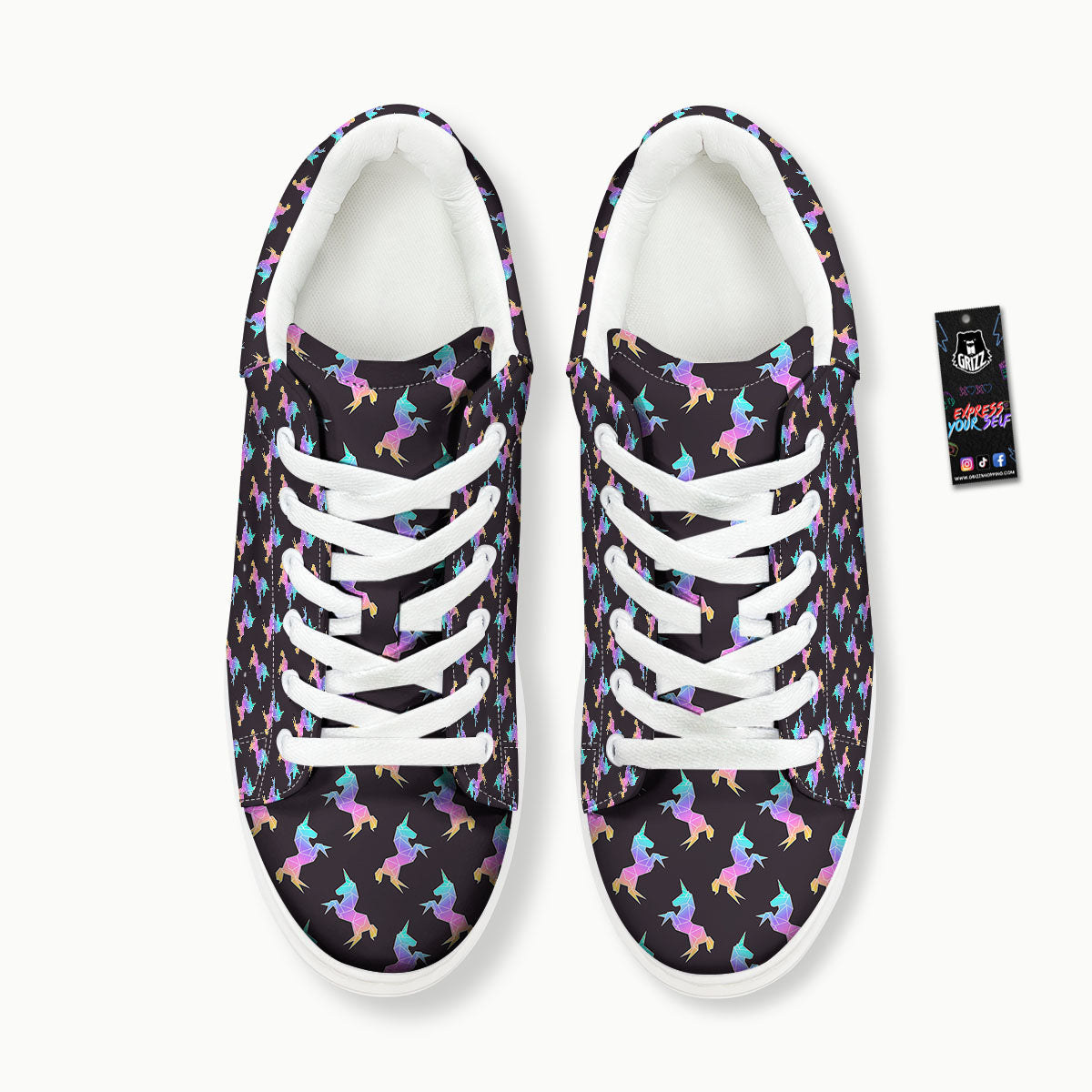 Unicorn Rainbow Origami Print Pattern Platform Shoes-grizzshop