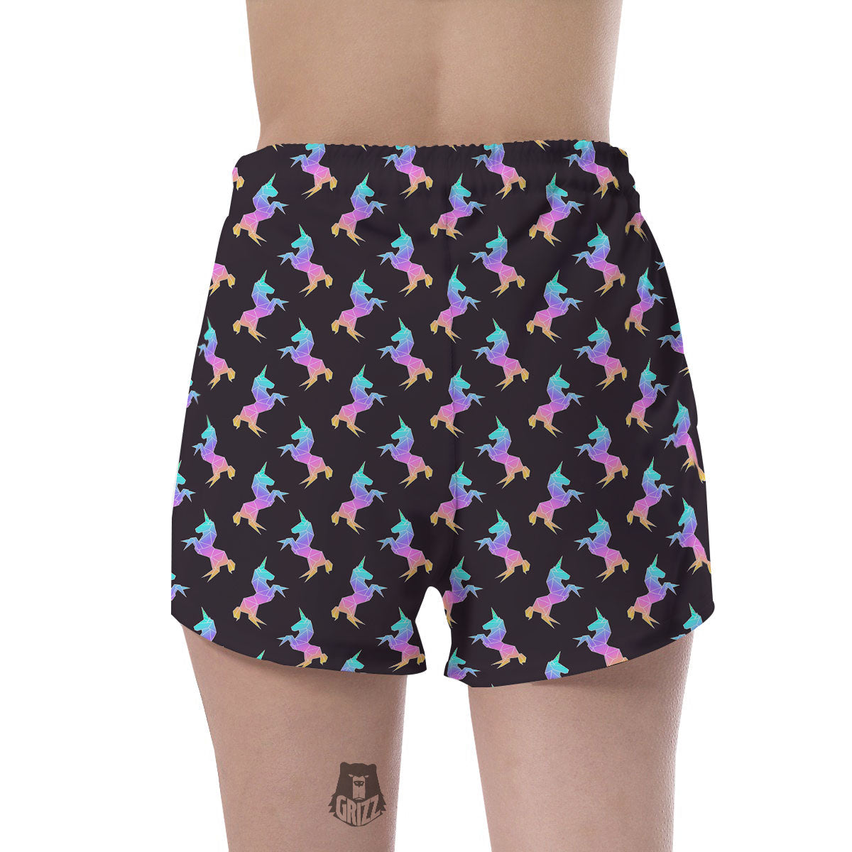 Unicorn Rainbow Origami Print Pattern Women's Shorts-grizzshop