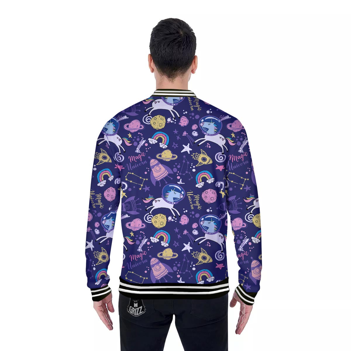 Unicorn Space Astronaut Print Pattern Baseball Jacket-grizzshop