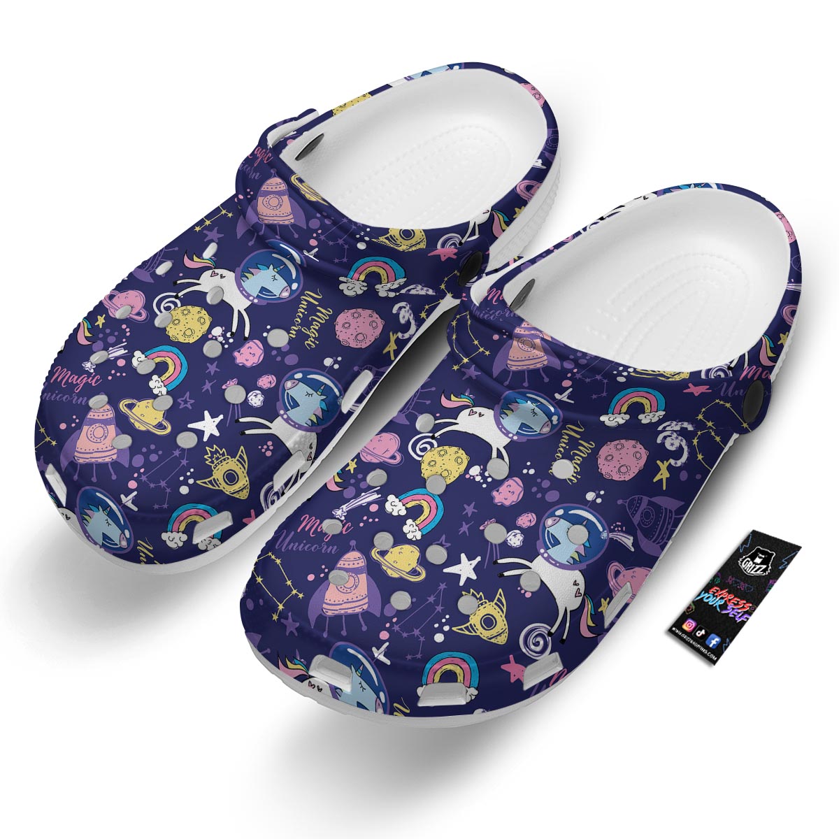 Unicorn Space Astronaut Print Pattern Clog-grizzshop