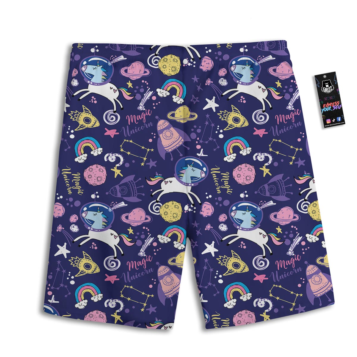 Unicorn Space Astronaut Print Pattern Men's Athletic Shorts