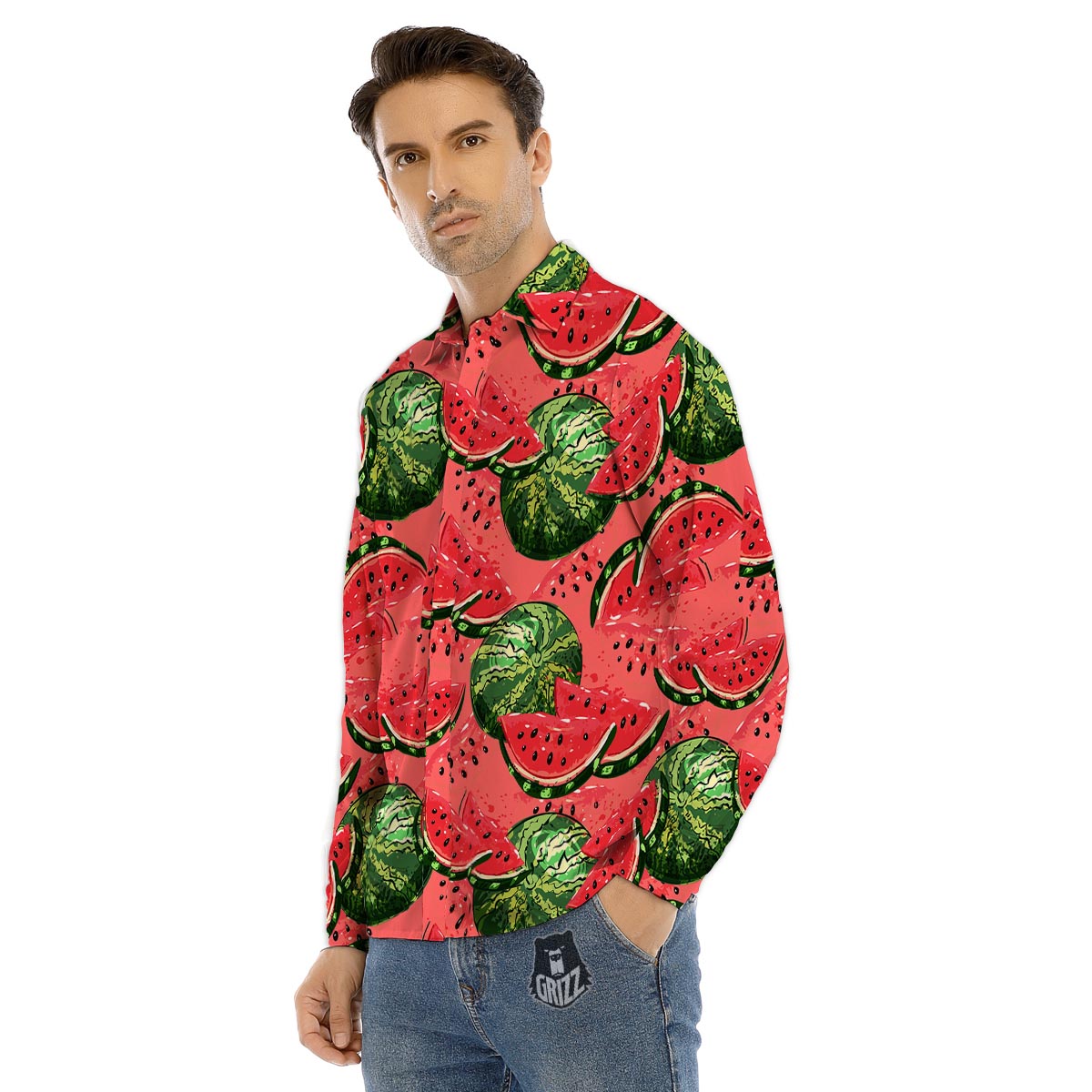 Unicorn Space Astronaut Print Pattern Men's Dress Shirts-grizzshop