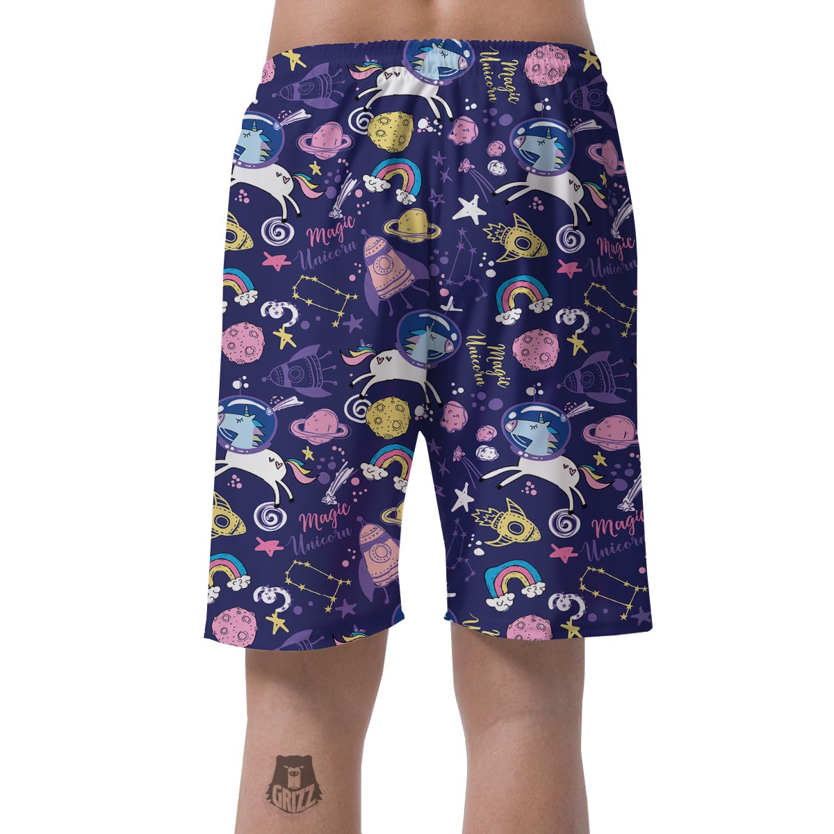 Unicorn Space Astronaut Print Pattern Men's Shorts-grizzshop