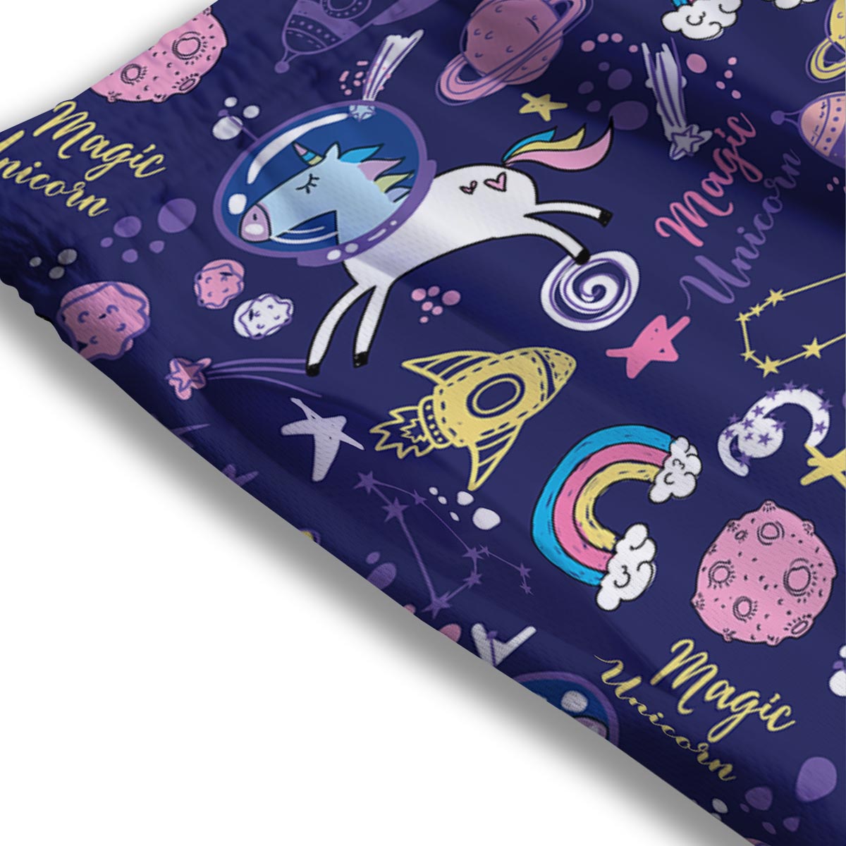 Unicorn Space Astronaut Print Pattern Mesh Shorts