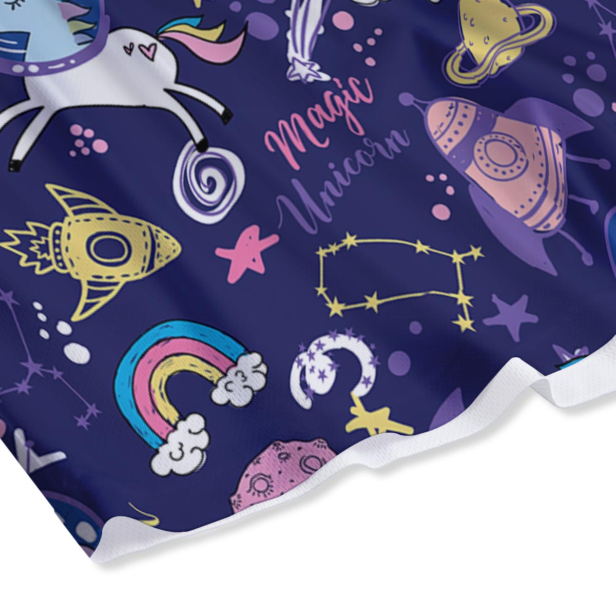 Unicorn Space Astronaut Print Pattern Mesh Shorts