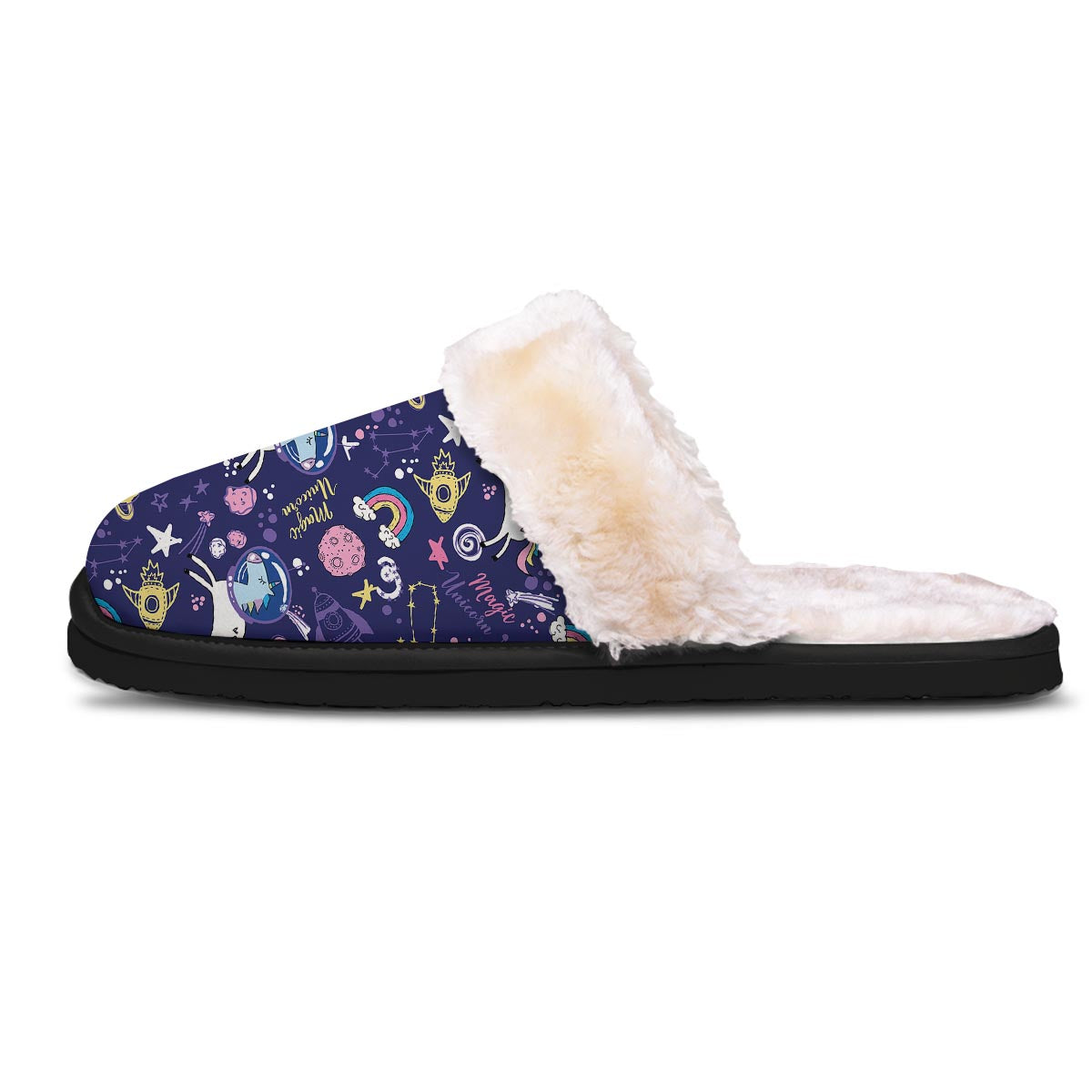 Unicorn Space Astronaut Print Pattern Slippers-grizzshop