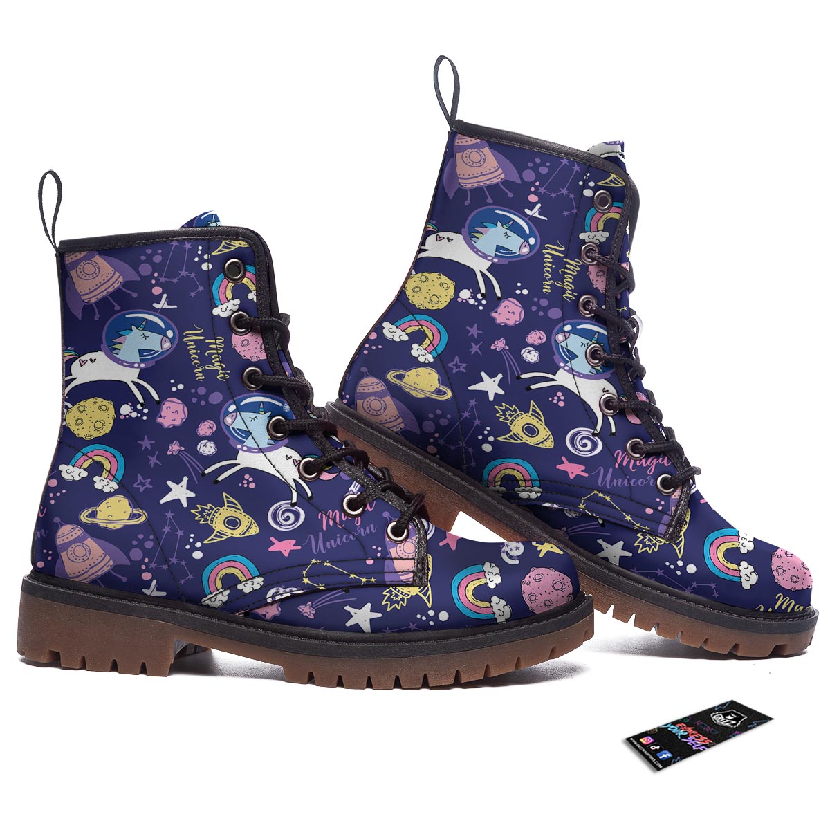 Unicorn Space Astronaut Print Pattern Work Boots-grizzshop