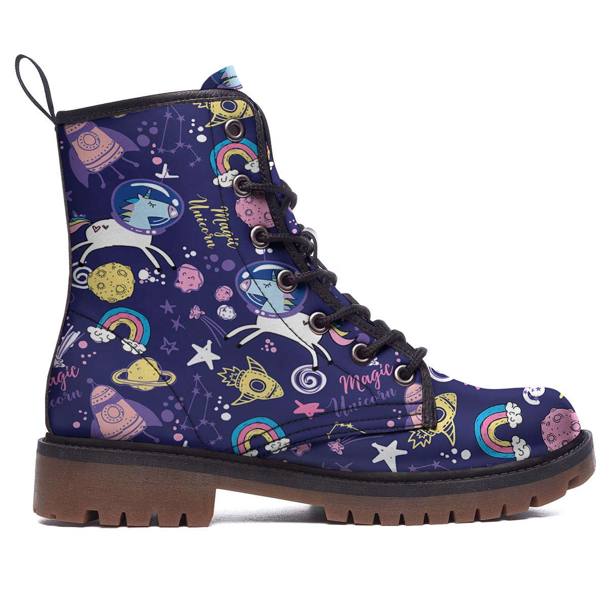 Unicorn Space Astronaut Print Pattern Work Boots-grizzshop