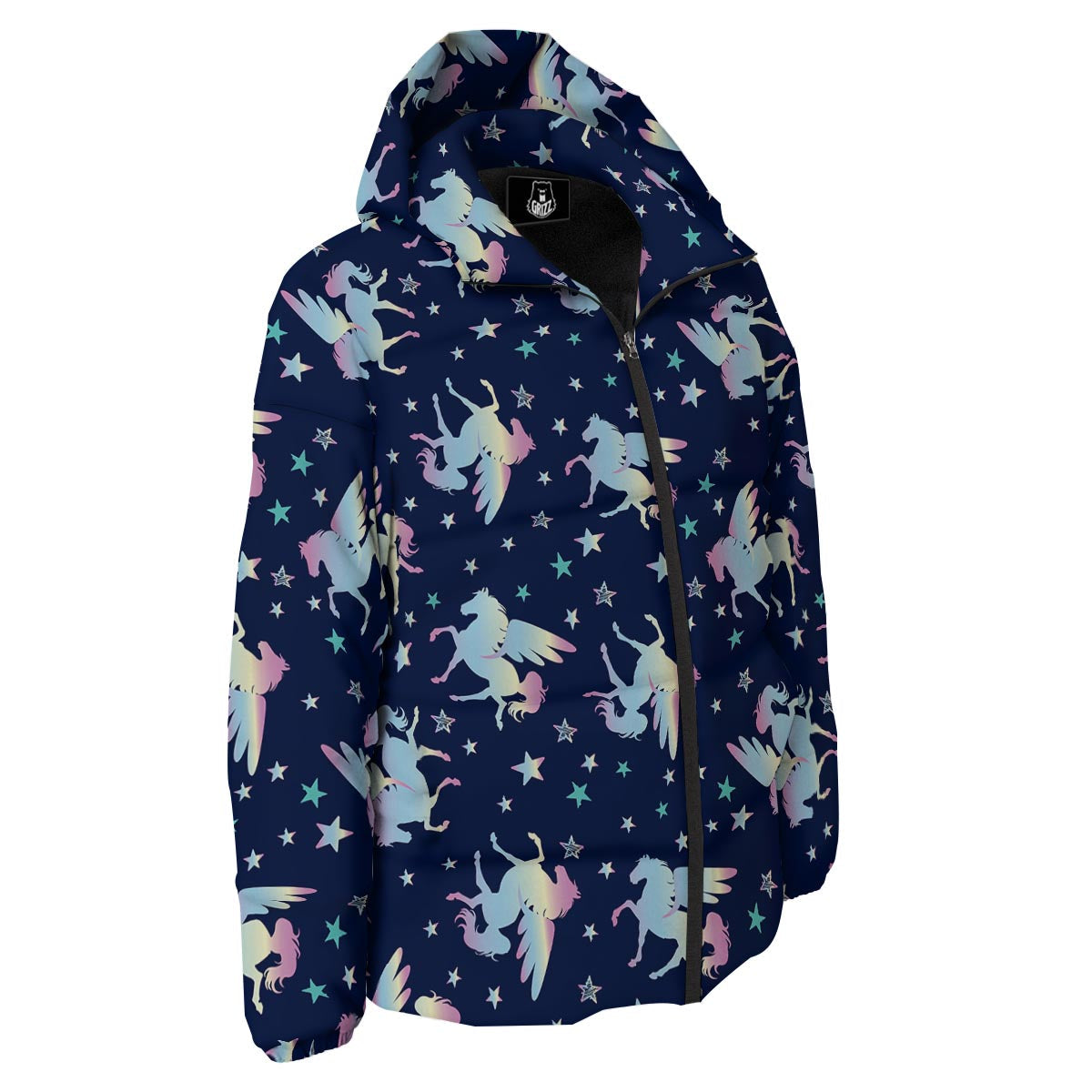 Unicorn Star Fairy Print Pattern Down Jacket-grizzshop