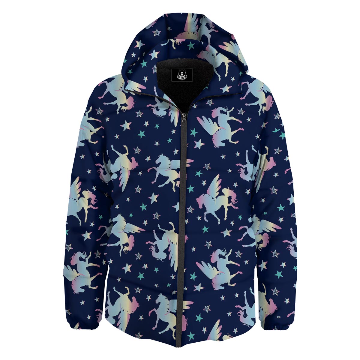 Unicorn Star Fairy Print Pattern Down Jacket-grizzshop