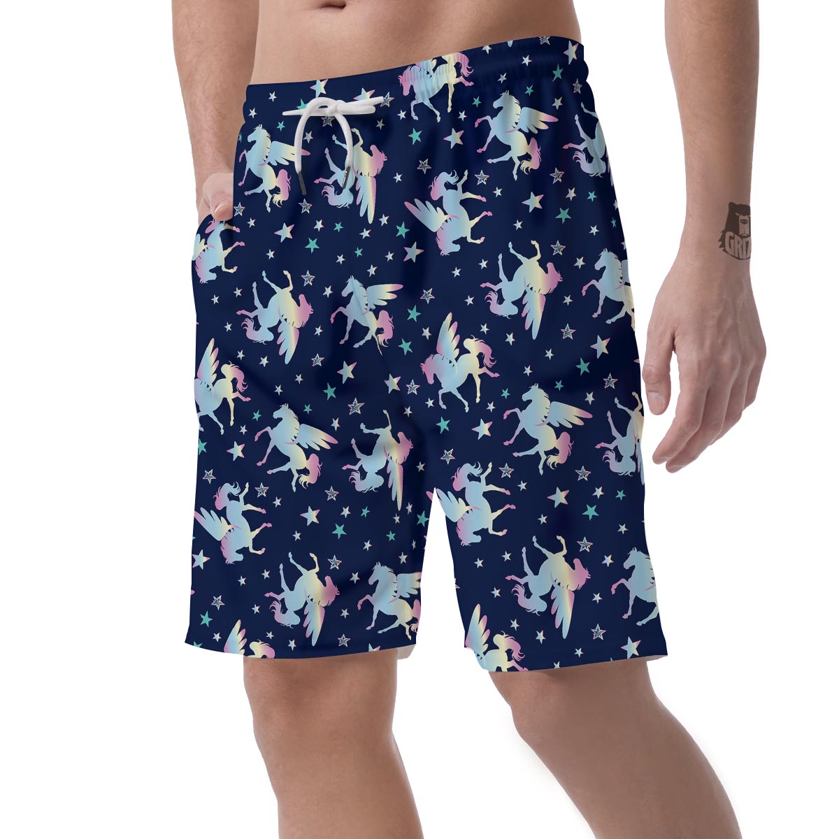 Unicorn Star Fairy Print Pattern Men's Shorts-grizzshop