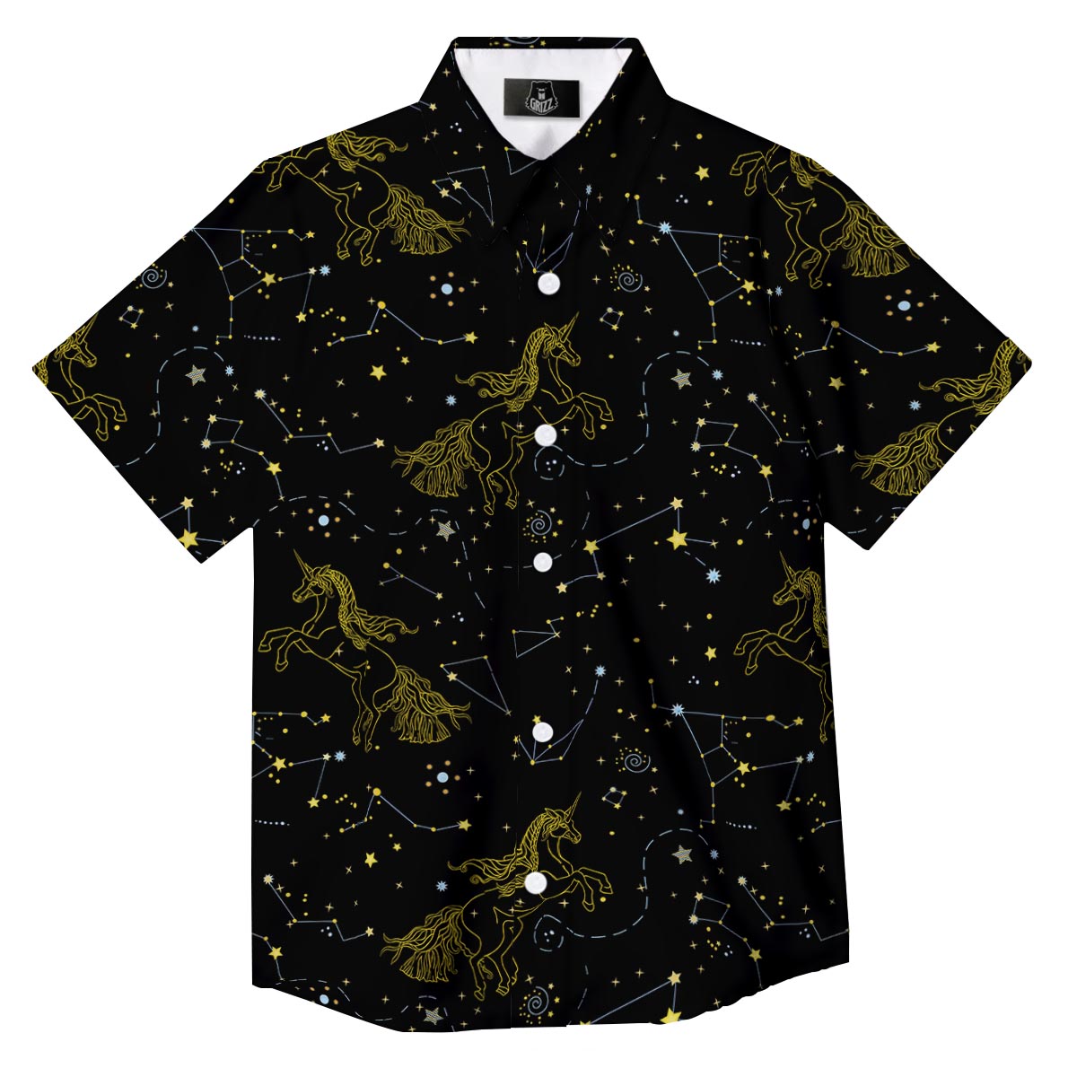 Unicorn Star Space Print Pattern Button Up Shirt-grizzshop
