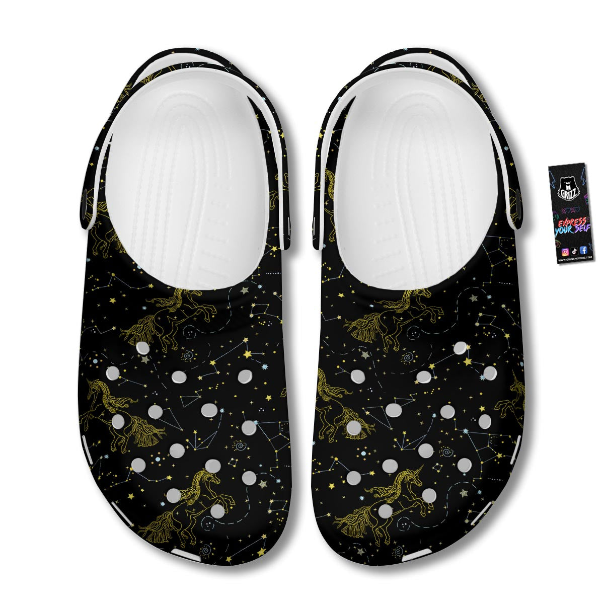 Unicorn Star Space Print Pattern Clog-grizzshop