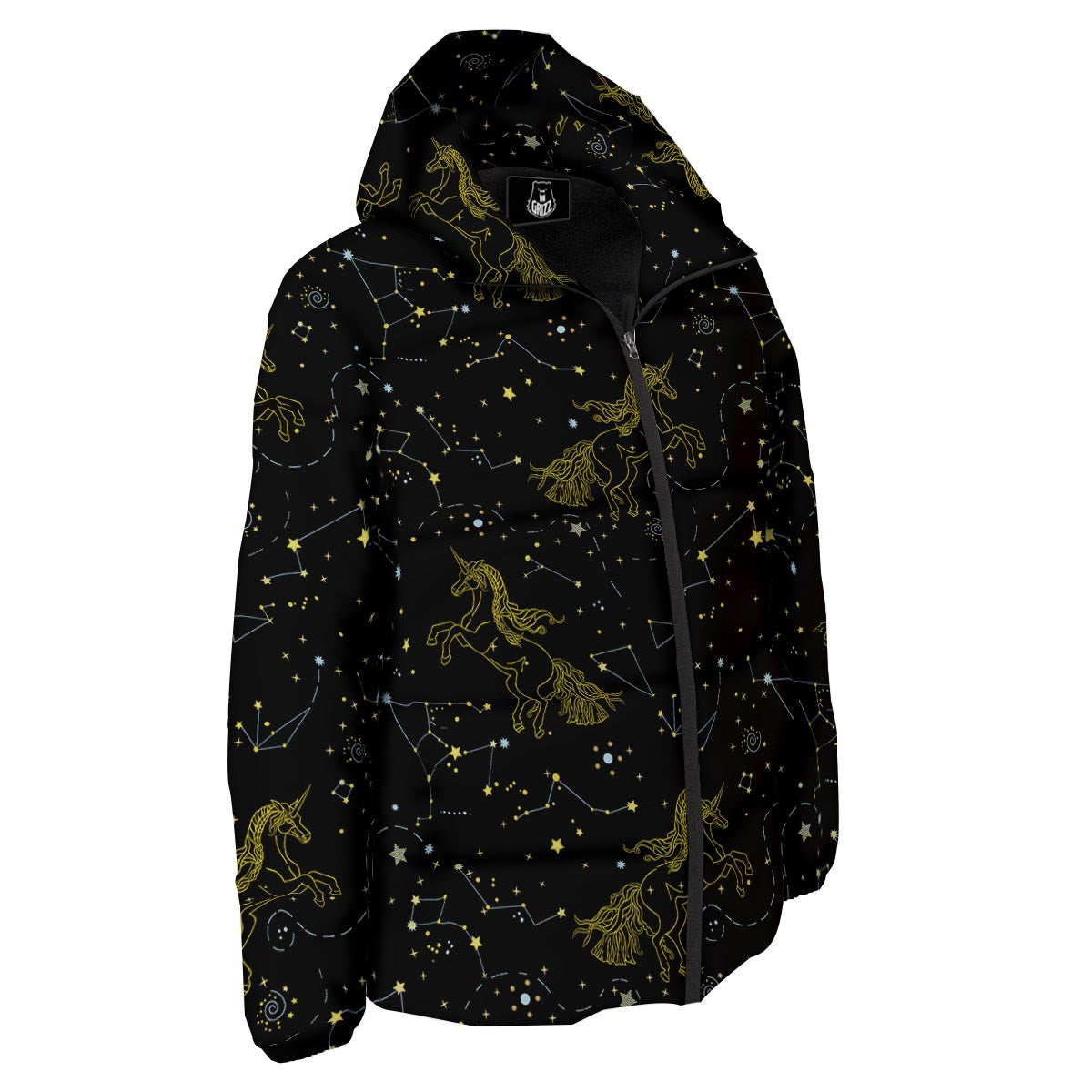 Unicorn Star Space Print Pattern Down Jacket-grizzshop