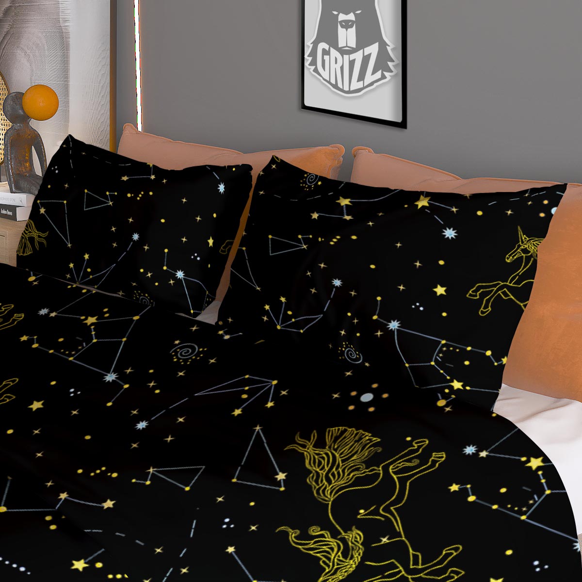 Unicorn Star Space Print Pattern Duvet Cover Bedding Set