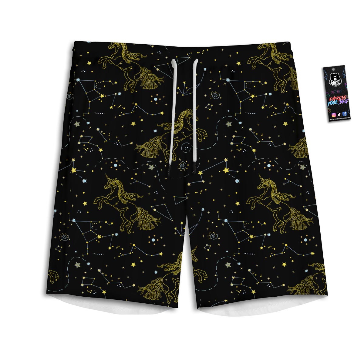 Unicorn Star Space Print Pattern Men's Athletic Shorts