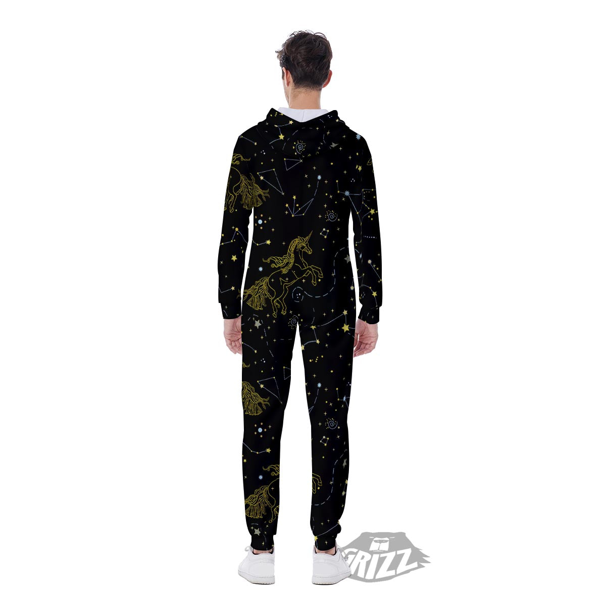 Unicorn Star Space Print Pattern Men's Jumpsuit-grizzshop