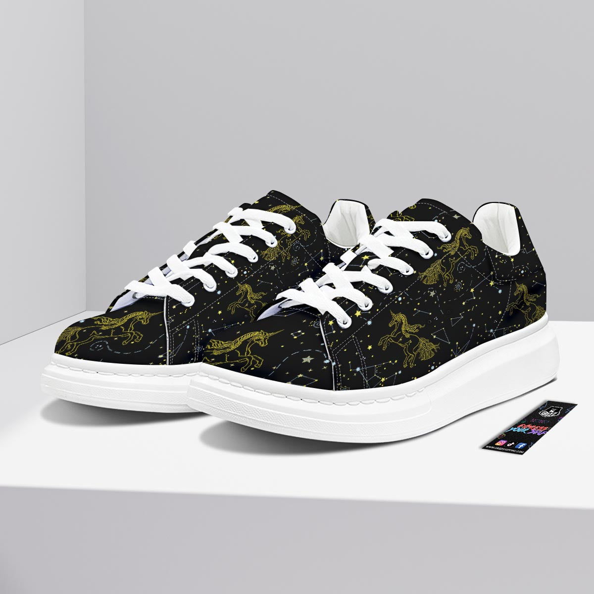 Unicorn Star Space Print Pattern Platform Shoes-grizzshop