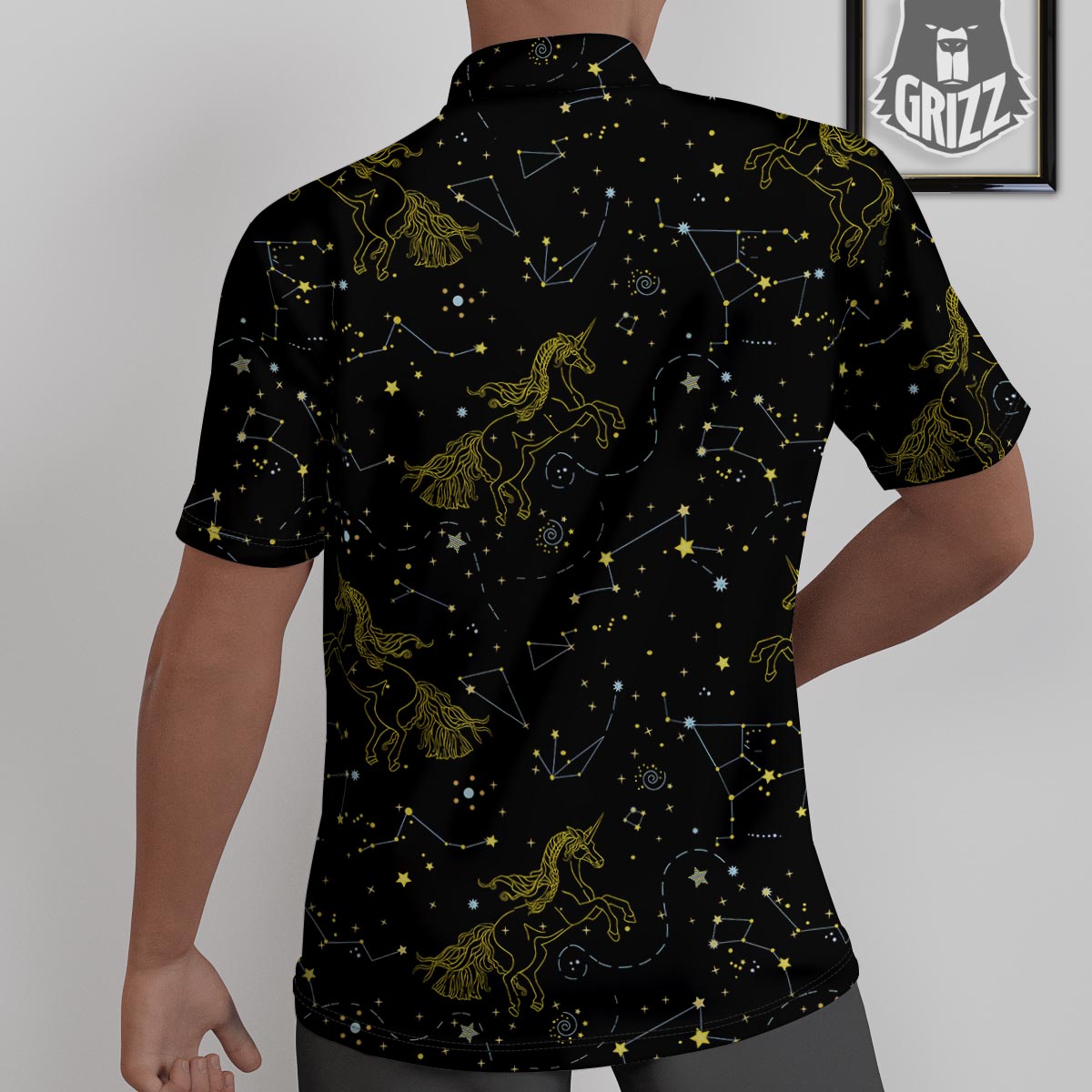 Unicorn Star Space Print Pattern Untucked Shirts-grizzshop