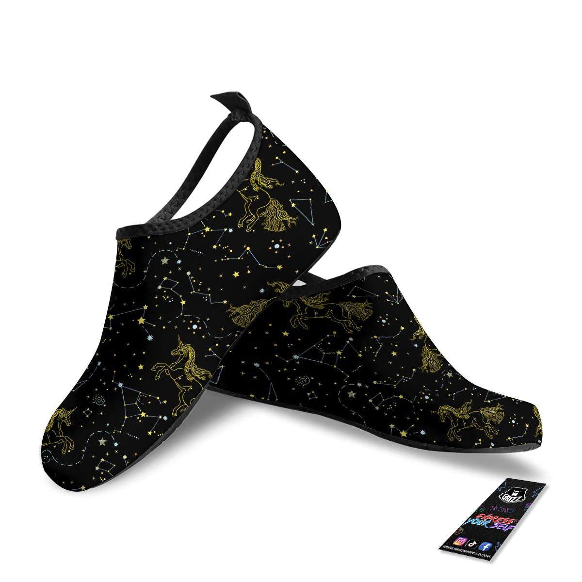 Unicorn Star Space Print Pattern Water Shoes-grizzshop