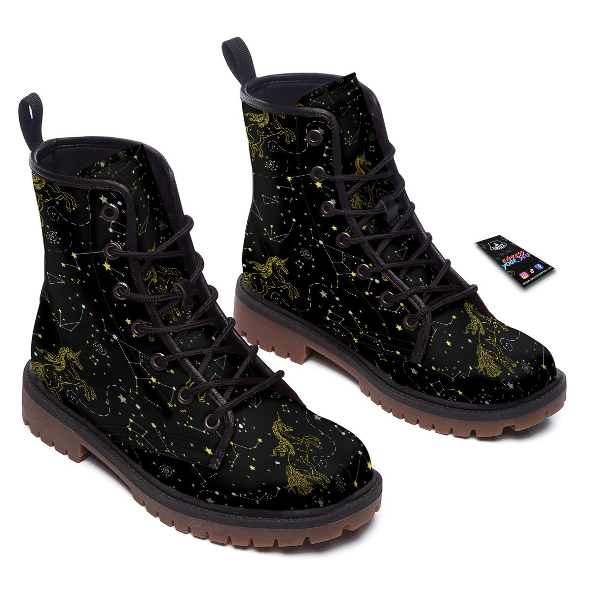 Unicorn Star Space Print Pattern Work Boots-grizzshop