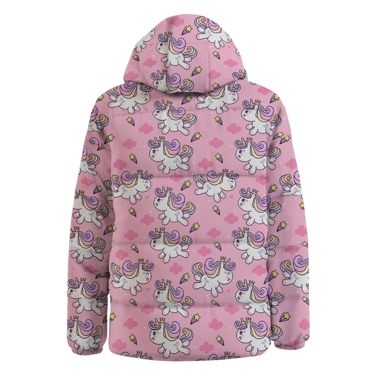 Unicorn White Girly Print Pattern Down Jacket-grizzshop