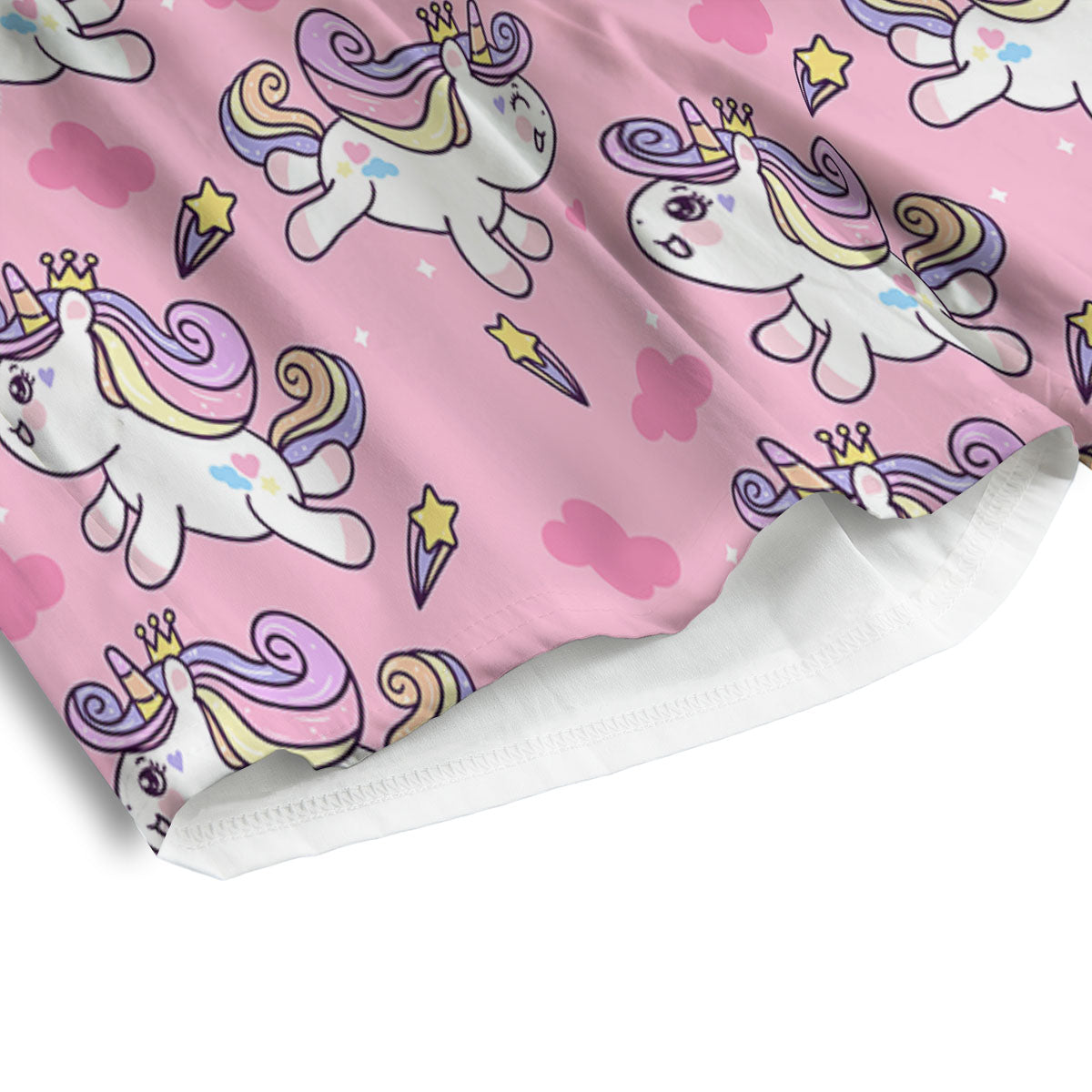 Unicorn White Girly Print Pattern Men's Athletic Shorts