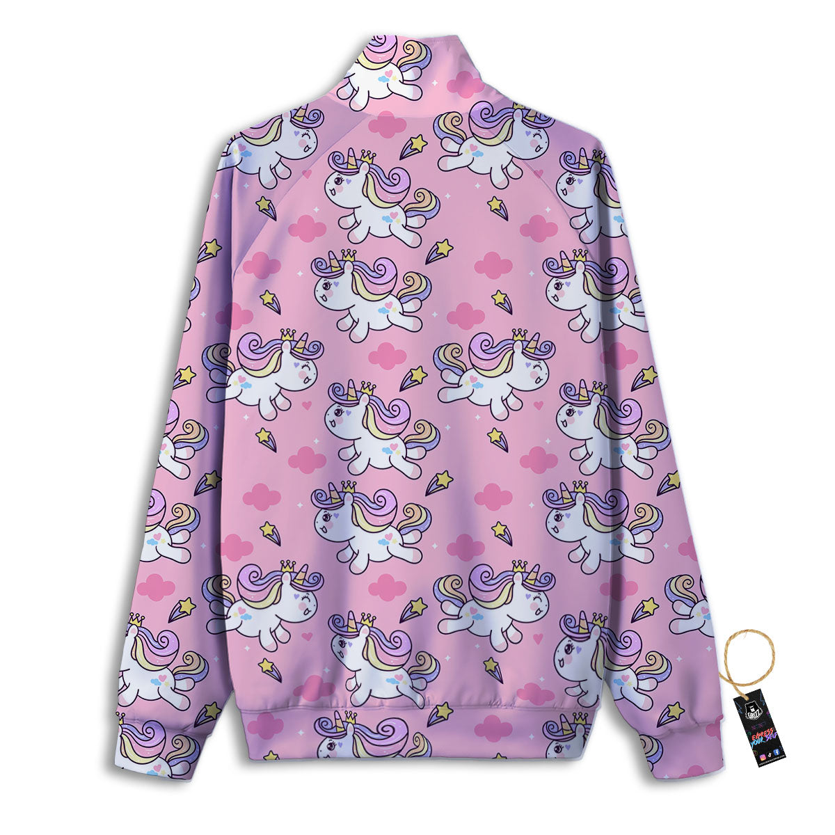 Unicorn White Girly Print Pattern Track Jacket-grizzshop