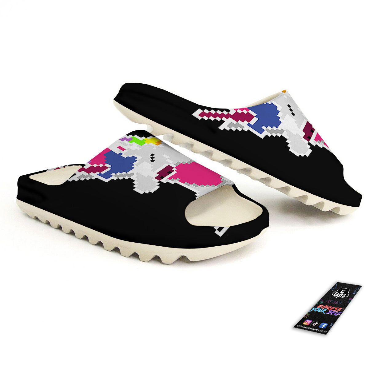 Unicorn 8-Bit Pixel Print Sandals-grizzshop