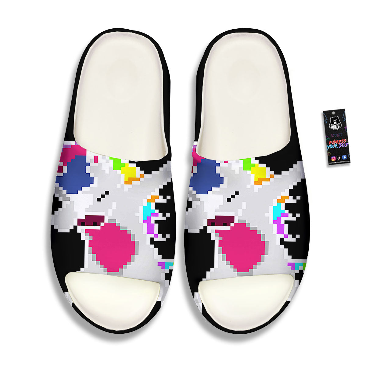 Unicorn 8-Bit Pixel Print Sandals-grizzshop