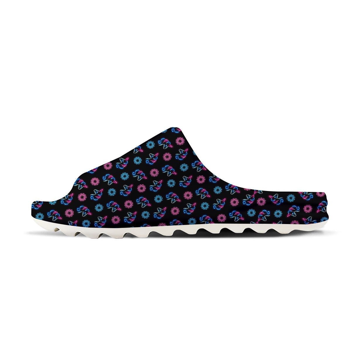 Unicorn Black Girly Print Pattern Sandals-grizzshop
