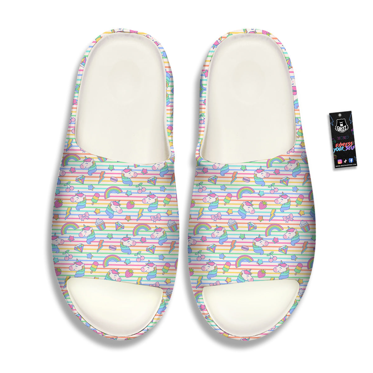 Unicorn Cute Rainbow Print Pattern Sandals-grizzshop
