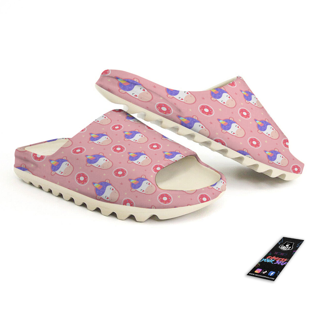 Unicorn Donut Pink Girly Print Pattern Sandals-grizzshop