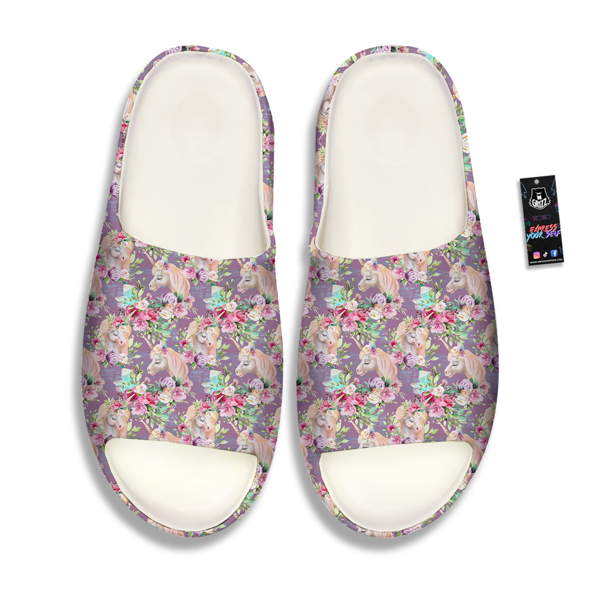 Unicorn Magic Floral Print Pattern Sandals-grizzshop