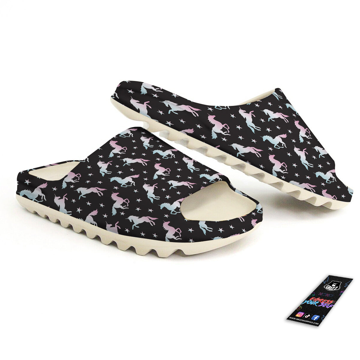 Unicorn Night Winged Print Pattern Sandals-grizzshop
