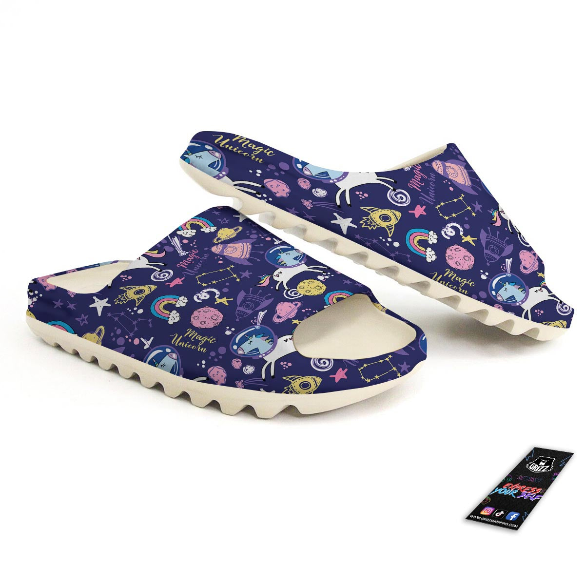 Unicorn Space Astronaut Print Pattern Sandals-grizzshop
