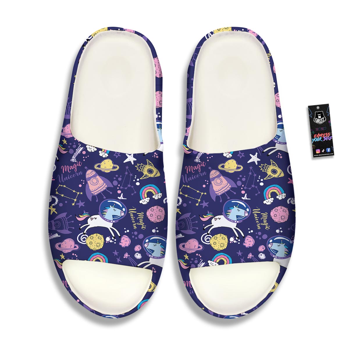 Unicorn Space Astronaut Print Pattern Sandals-grizzshop