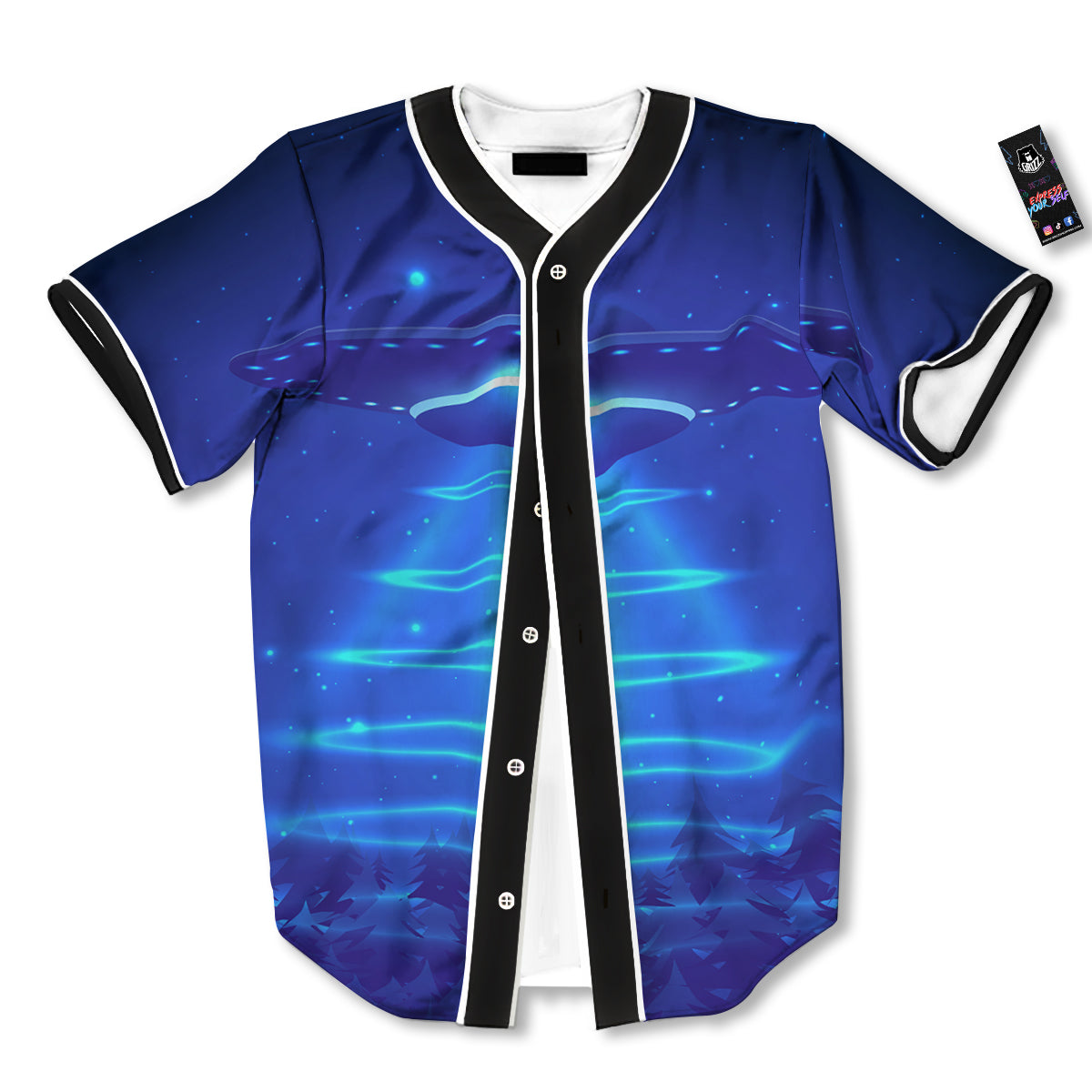 Unidentified Flying Object Blue Print Baseball Jersey-grizzshop