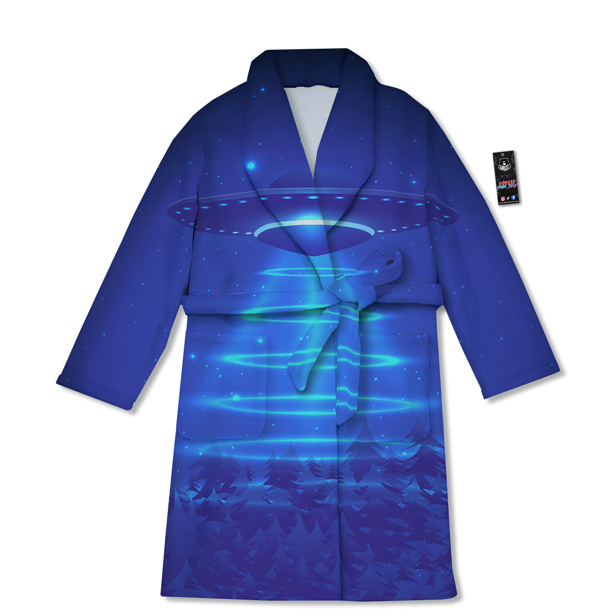Unidentified Flying Object Blue Print Bathrobe-grizzshop