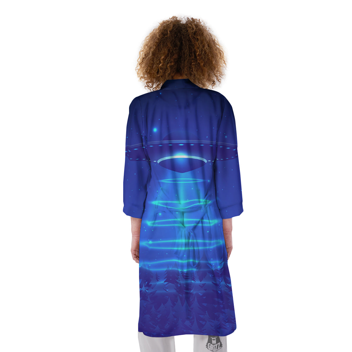 Unidentified Flying Object Blue Print Kimono-grizzshop