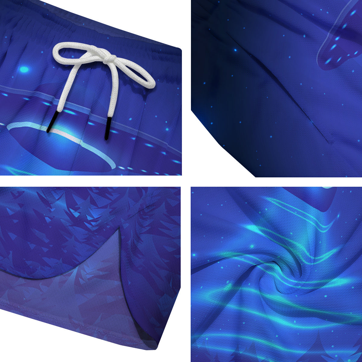 Unidentified Flying Object Blue Print Men's Running Shorts-grizzshop