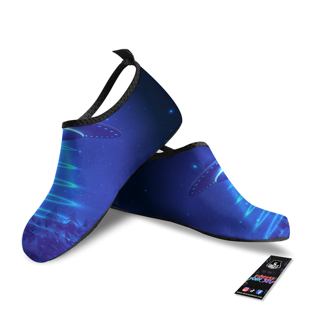 Unidentified Flying Object Blue Print Water Shoes-grizzshop