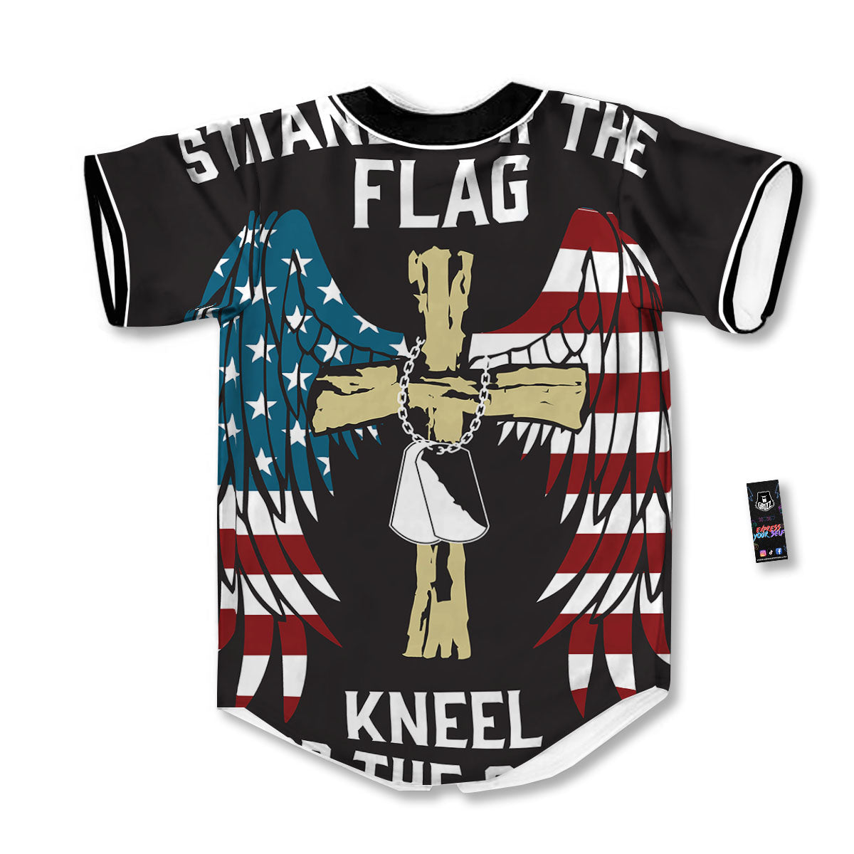 United We Stand American Flag Print Baseball Jersey-grizzshop