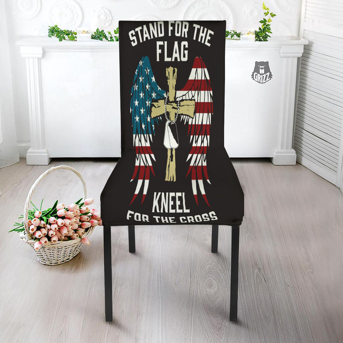 United We Stand American Flag Print Dining Chair Slipcover-grizzshop