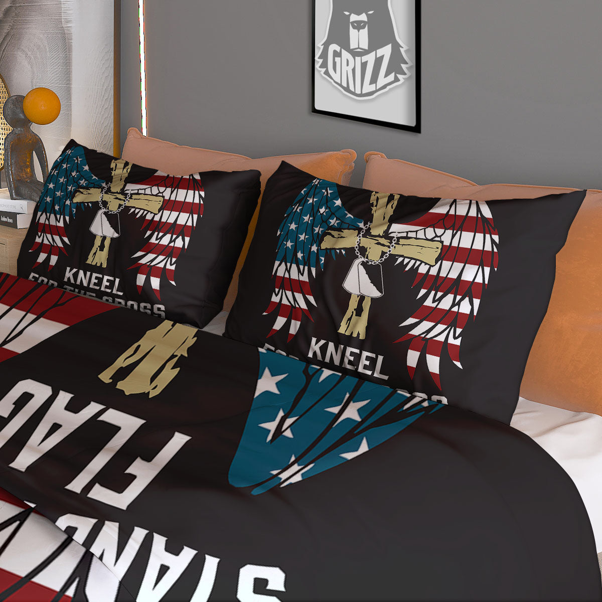 United We Stand American Flag Print Duvet Cover Bedding Set